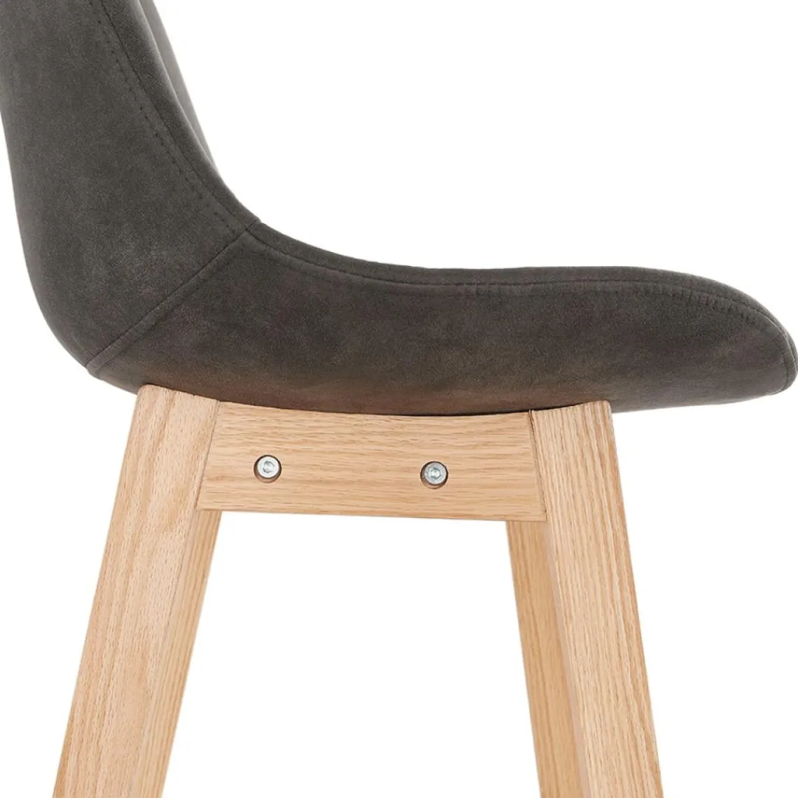 ALTEREGO Tabouret snack mi-hauteur 'ASPEN MINI' en microfibre grise et pieds en bois naturel Hot