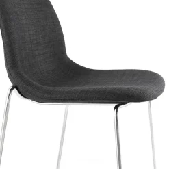 ALTEREGO Tabouret snack mi-hauteur empilable 'FAKIR MINI' en tissu gris foncé et pied en métal chromé Hot