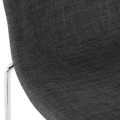 ALTEREGO Tabouret snack mi-hauteur empilable 'FAKIR MINI' en tissu gris foncé et pied en métal chromé Hot