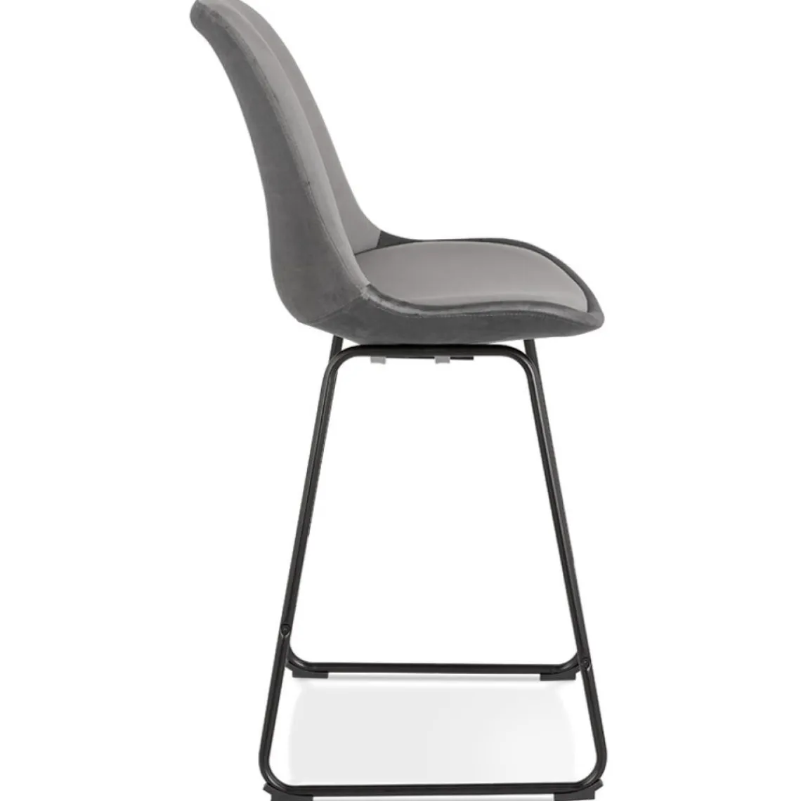 ALTEREGO Tabouret snack mi-hauteur 'BULLY MINI' en velours gris et pieds en métal noir Sale