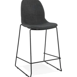 ALTEREGO Tabouret snack mi-hauteur 'EKTOR MINI' en tissu gris foncé empilable Outlet