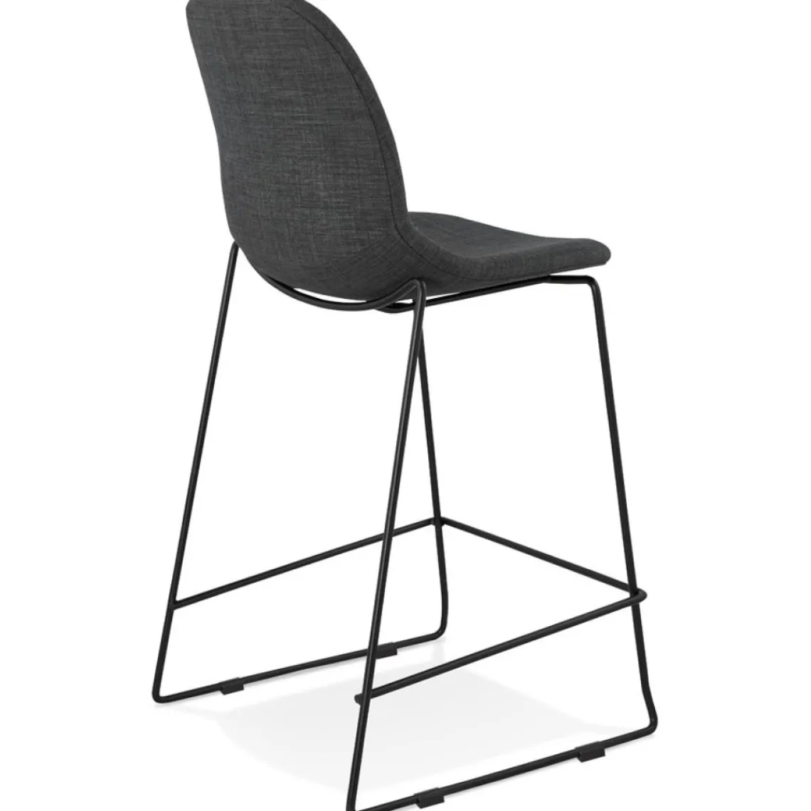 ALTEREGO Tabouret snack mi-hauteur 'EKTOR MINI' en tissu gris foncé empilable Outlet