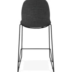 ALTEREGO Tabouret snack mi-hauteur 'EKTOR MINI' en tissu gris foncé empilable Outlet