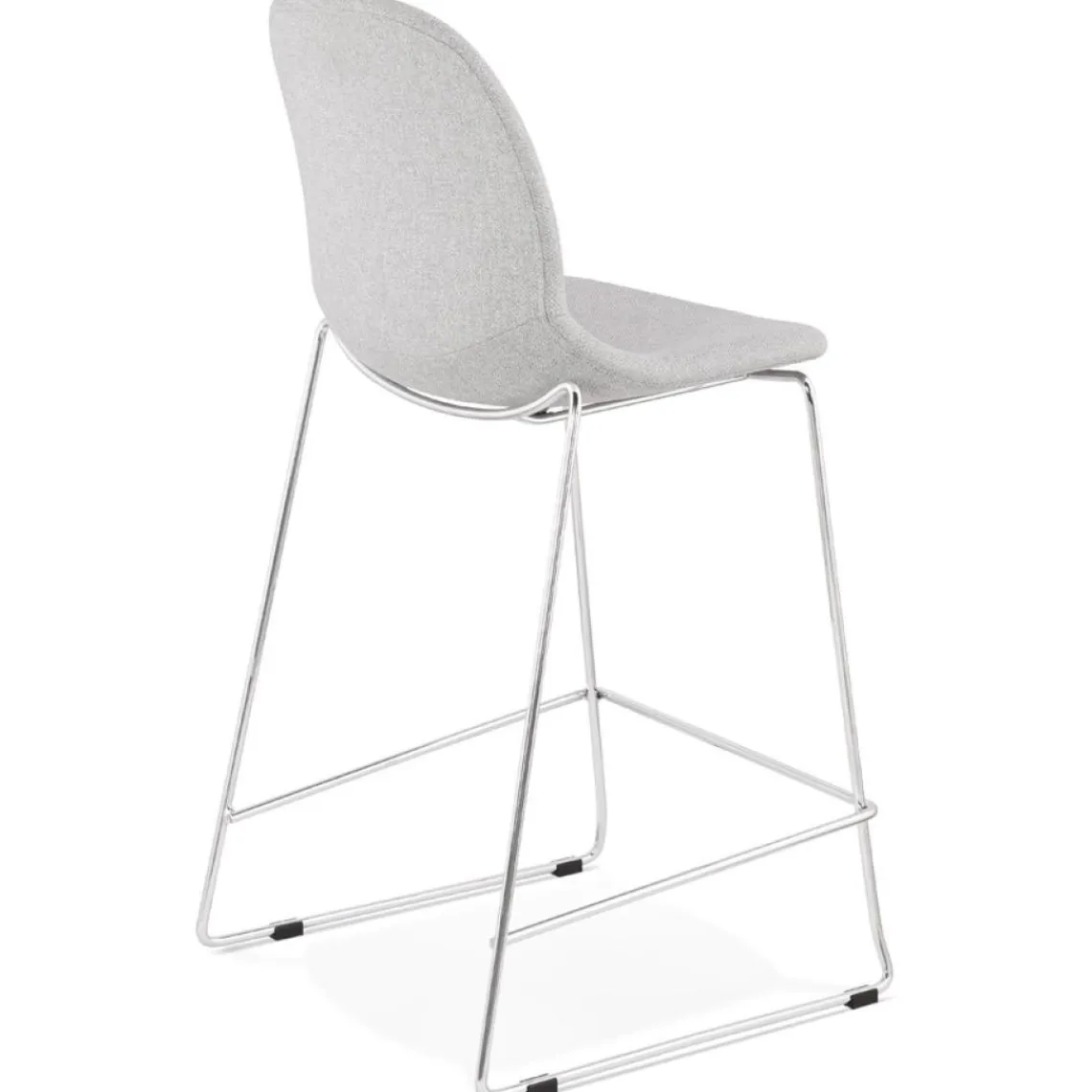 ALTEREGO Tabouret snack mi-hauteur empilable 'FAKIR MINI' en tissu gris clair et pied en métal chromé New