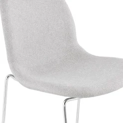ALTEREGO Tabouret snack mi-hauteur empilable 'FAKIR MINI' en tissu gris clair et pied en métal chromé New