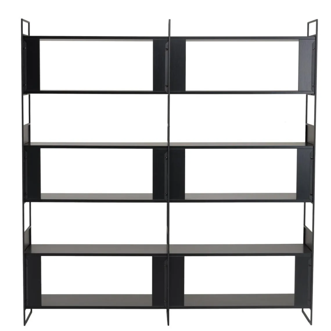 Macabane Étagère 6 niches 3 niveaux Noir piètement métal Clearance