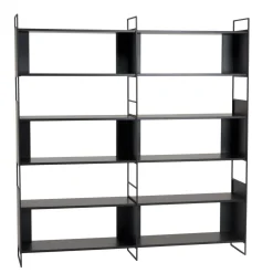 Macabane Étagère 6 niches 3 niveaux Noir piètement métal Clearance