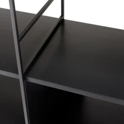 Macabane Étagère 6 niches 3 niveaux Noir piètement métal Clearance