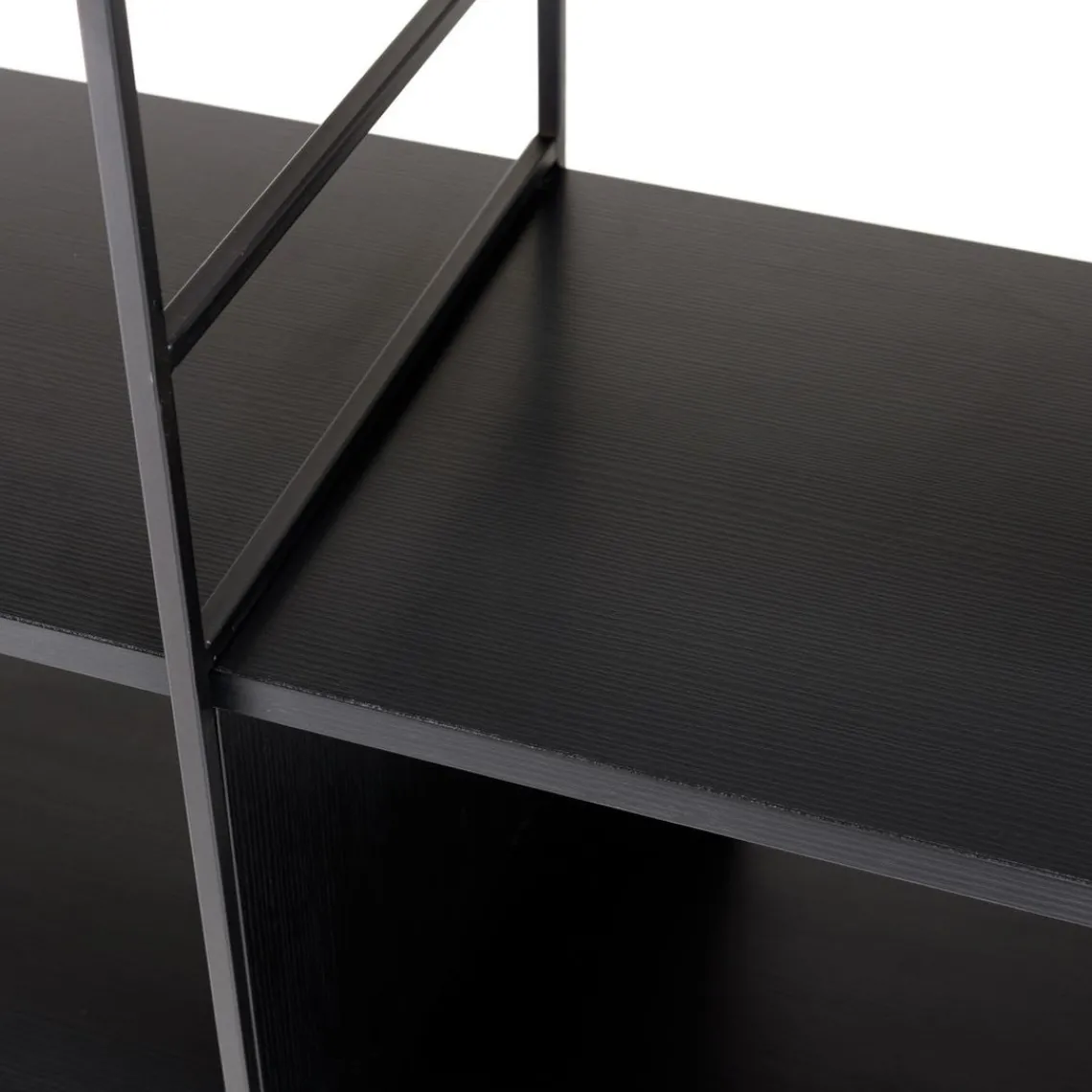 Macabane Étagère 6 niches 3 niveaux Noir piètement métal Clearance