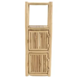 Macabane Étagère 1 niveau et 2 portes en branches de teck naturel WILL Beige Discount