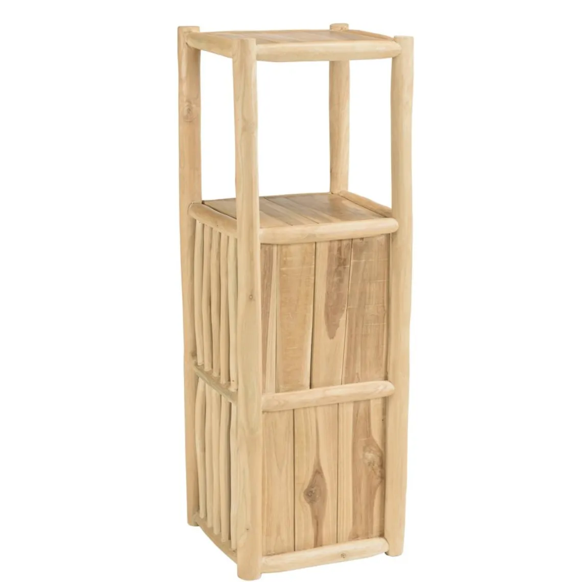 Macabane Étagère 1 niveau et 2 portes en branches de teck naturel WILL Beige Discount