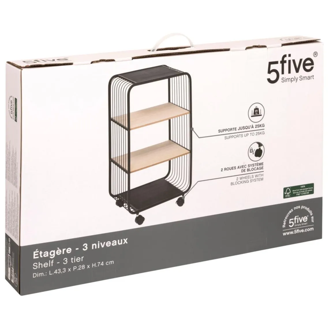 3S. x Home Étagère 3 niveaux en métal et bois beige Sale