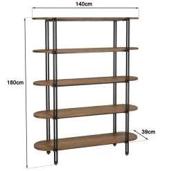 Macabane Étagère 5 niveaux open space en teck recyclé coins arrondis