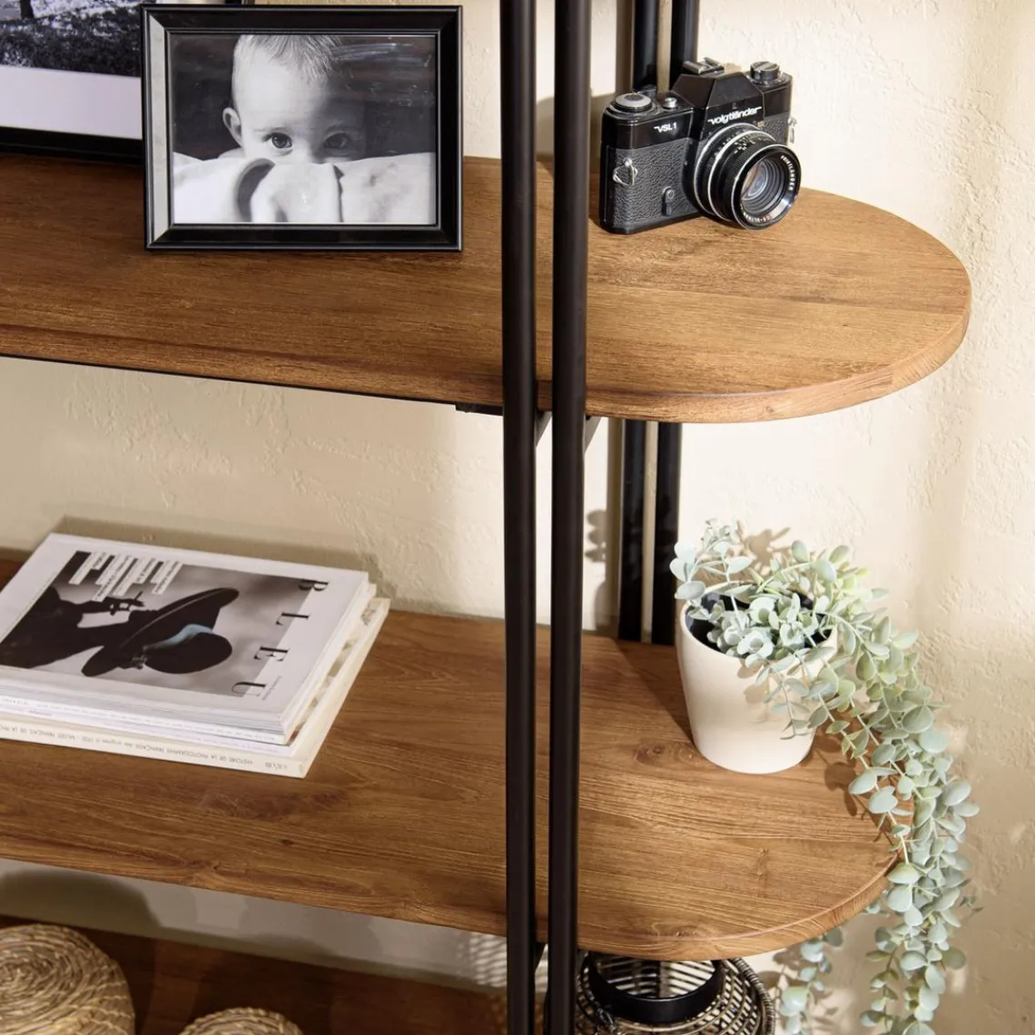 Macabane Étagère 4 niveaux open space en teck recyclé coins arrondis Online