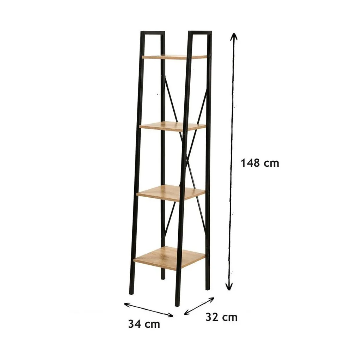Calicosy Étagère colonne 4 niveaux en bois Beige Best