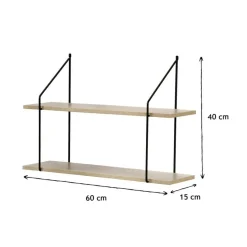 Calicosy Étagère murale 2 niveaux plateau en bois et support métal