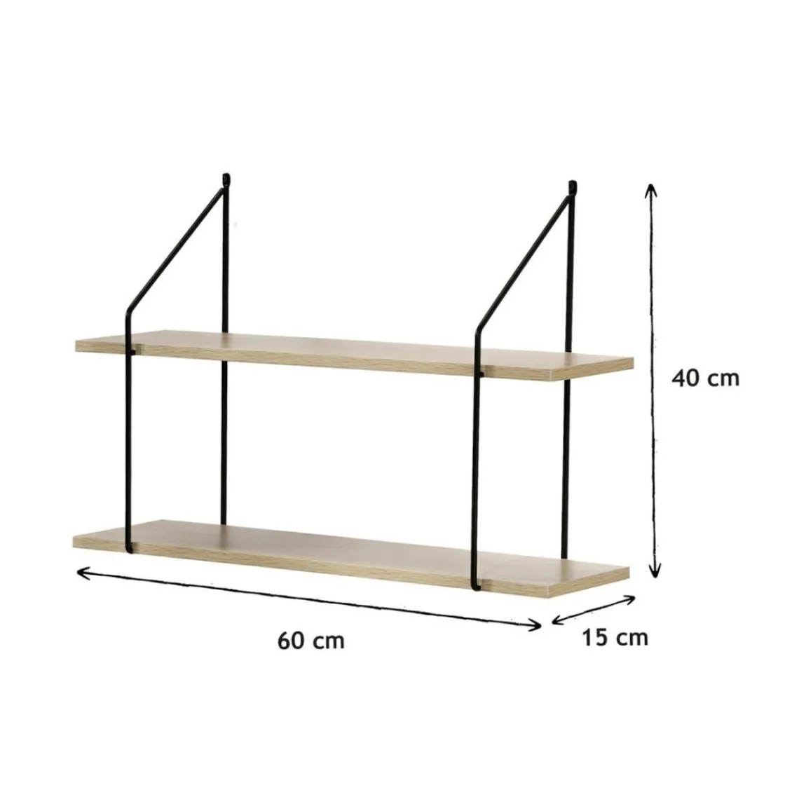 Calicosy Étagère murale 2 niveaux plateau en bois et support métal