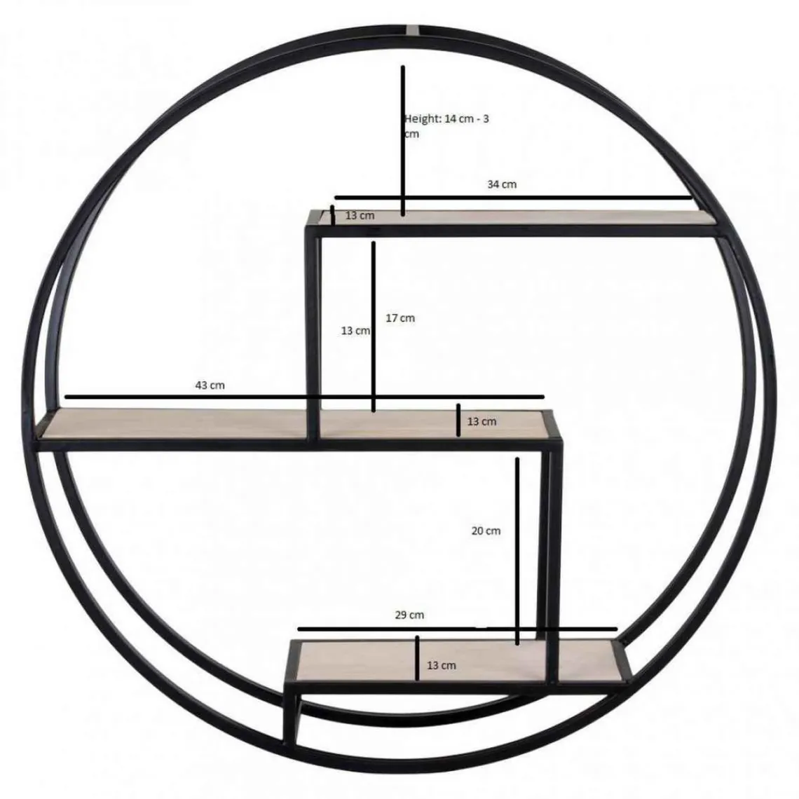 House Nordic Étagère Murale Effet Bois et Métal Noir ROTTERDAM Hot