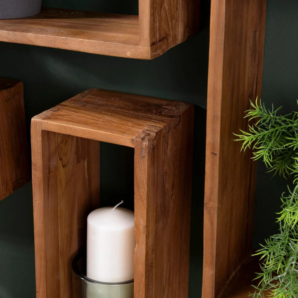 Macabane Étagère murale en teck recyclé 2 niche Outlet