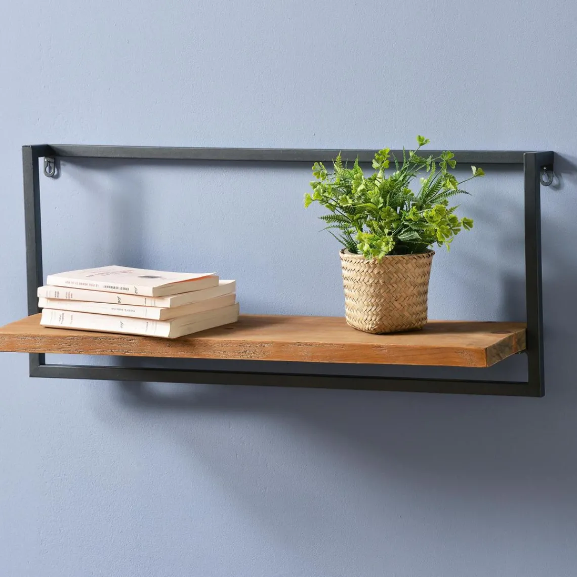 Becquet Étagère murale ZAPUR en pin et métal noir Online