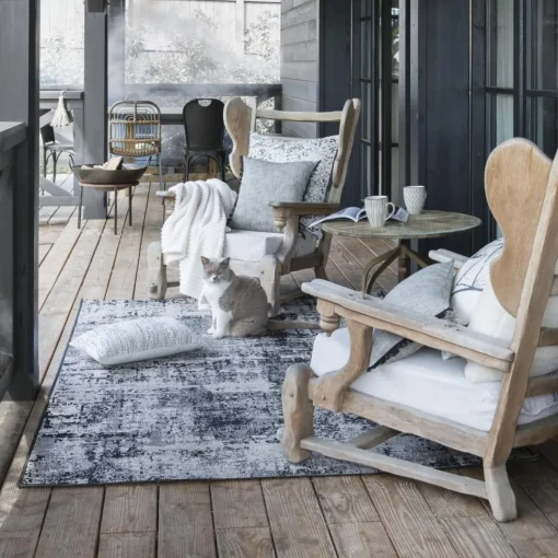 Maison Vivaraise Tapis Catania 2 outdoor 60 x 110 Noir Discount