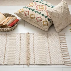 3S. x Home Tapis Coton Sable motifs petit losange Cuivre 60 x 90 Box Discount