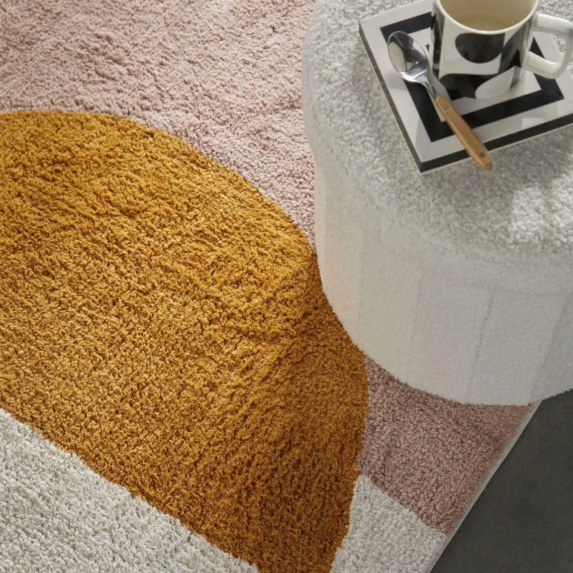 Today Tapis coton tufte motifs demi-cercle Retro Mood Discount