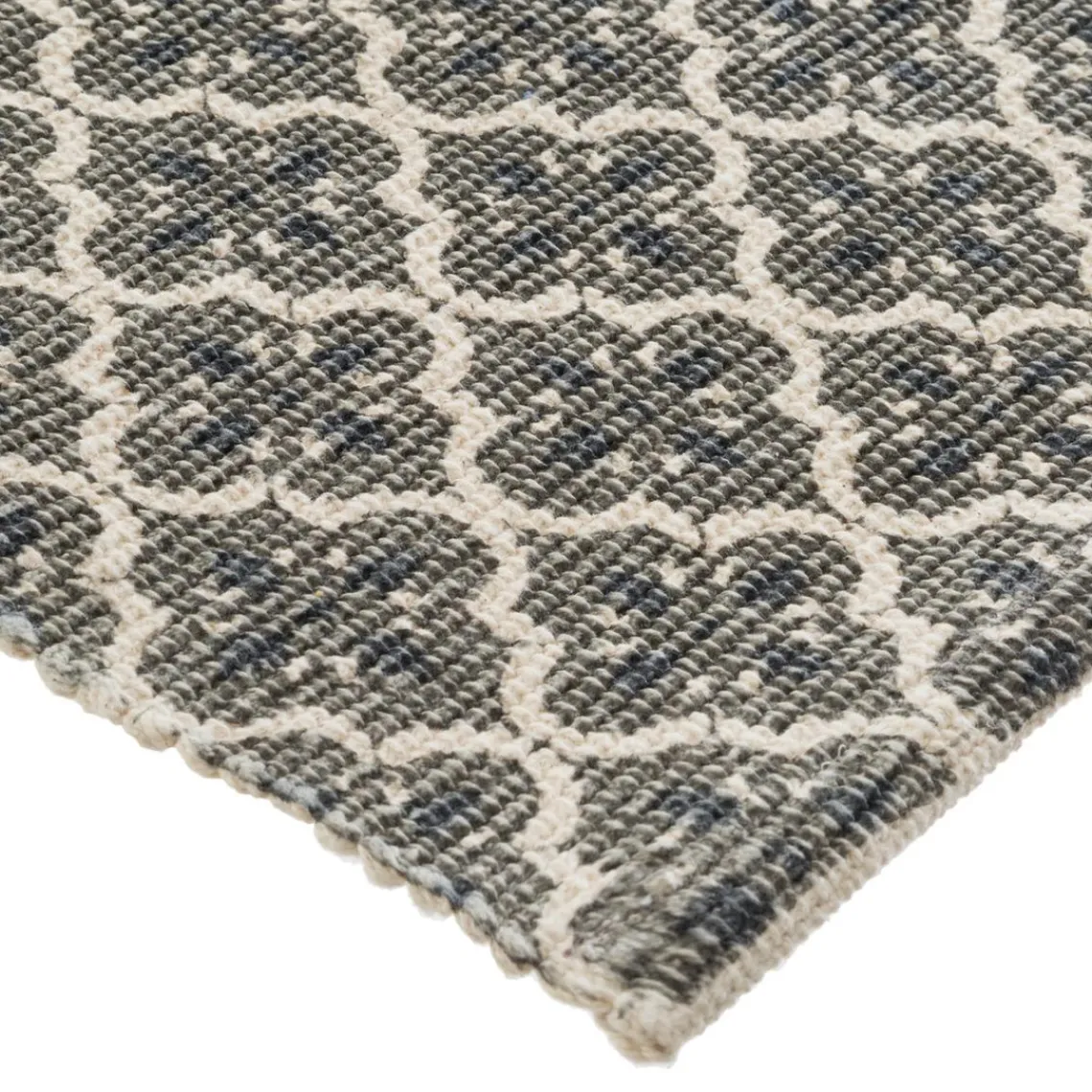 3S. x Home Tapis en Coton Imprimé Box Gris modèle B Outlet