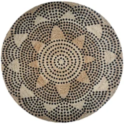 3S. x Home Tapis en Jute Rond Imprimé chevron Living Discount