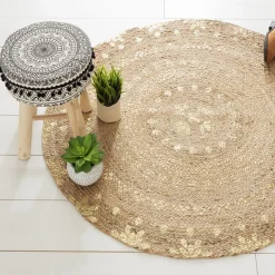 3S. x Home Tapis Juté Doré Brillant Discount