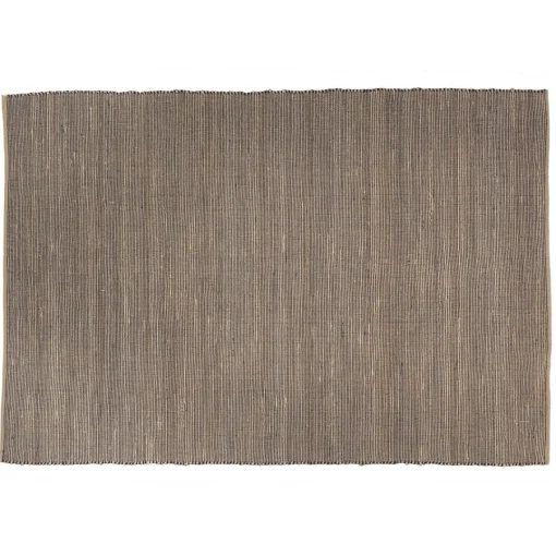 Macabane Tapis rectangulaire en jute et coton couleur sable et noir QUENTIN