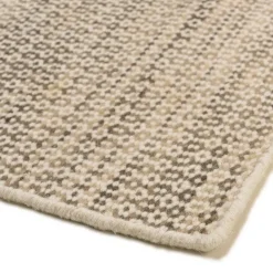 Macabane Tapis rectangulaire en laine tissée couleur blanc et kaki QUENTIN Online