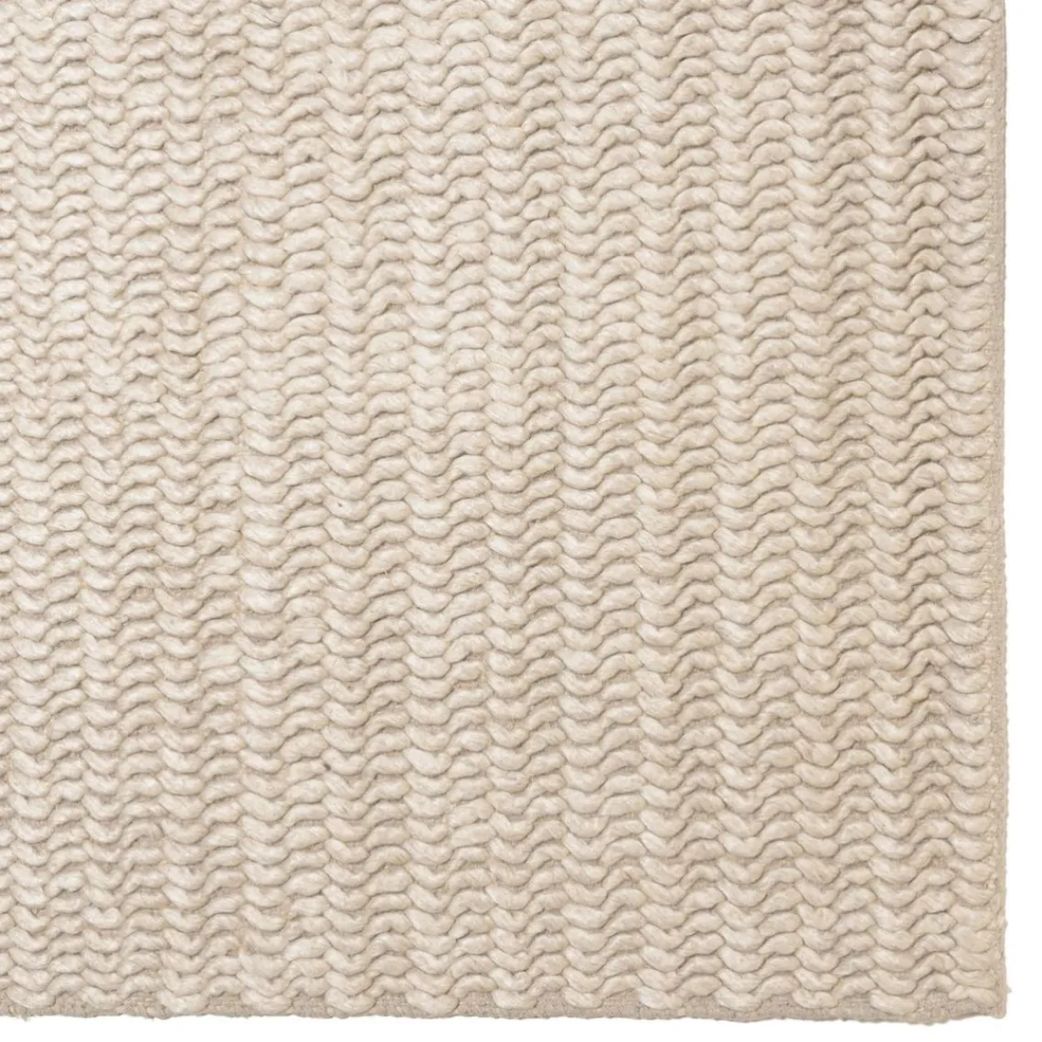 Macabane Tapis rectangulaire en laine tissée couleur beige QUENTIN Best