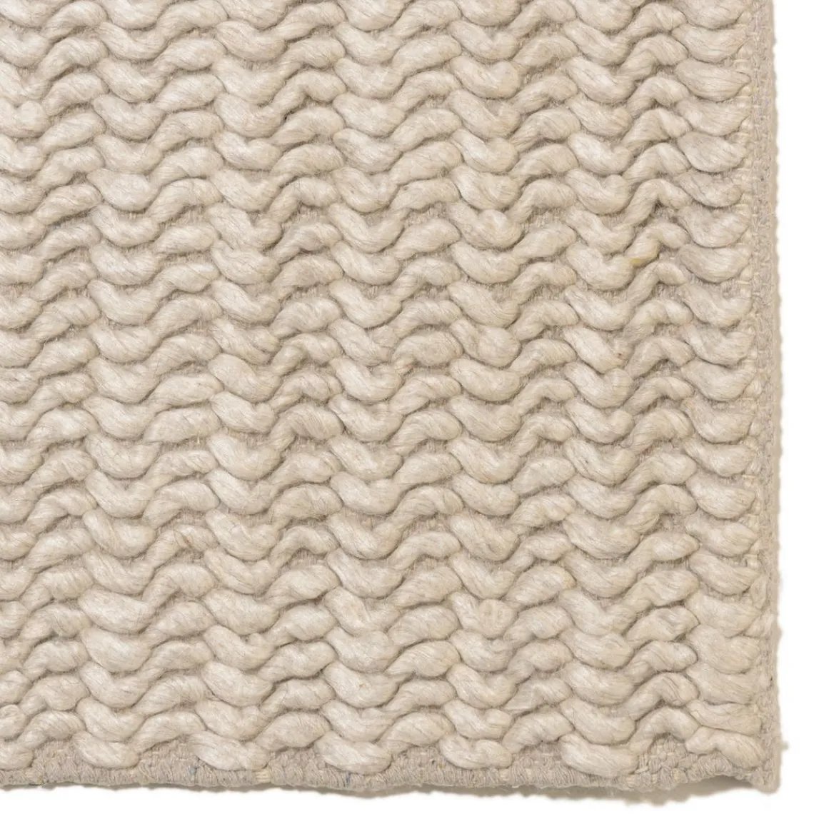 Macabane Tapis rectangulaire en laine tissée couleur beige QUENTIN Best