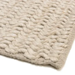 Macabane Tapis rectangulaire en laine tissée couleur beige QUENTIN Best