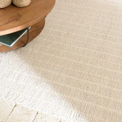 Macabane Tapis rectangulaire 200x290cm en coton recyclé couleur ivoire SACHA Clearance