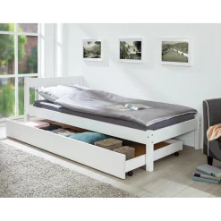 3S. x Home Tiroir de lit blanc à roulettes Umea weiss 200 Clearance