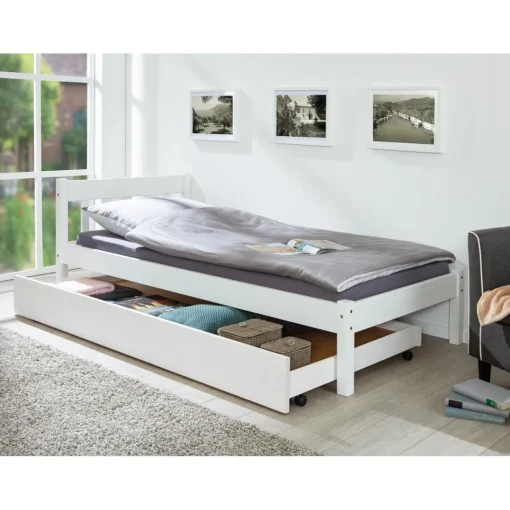 3S. x Home Tiroir de lit blanc à roulettes Umea weiss 200 Clearance