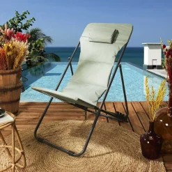 3S. x Home Transat Pliant en Métal vert kaki