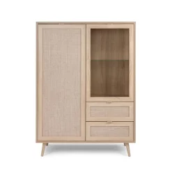 Calicosy Vaisselier 2 portes 2 tiroirs Impression Rotin BALI Beige Online