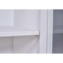 3S. x Home Vaisselier 2 portes vitrées 3 tiroirs WESTERLAND pin massif vernis blanc Hot