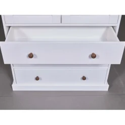 3S. x Home Vaisselier 2 portes vitrées 3 tiroirs WESTERLAND pin massif vernis blanc Hot