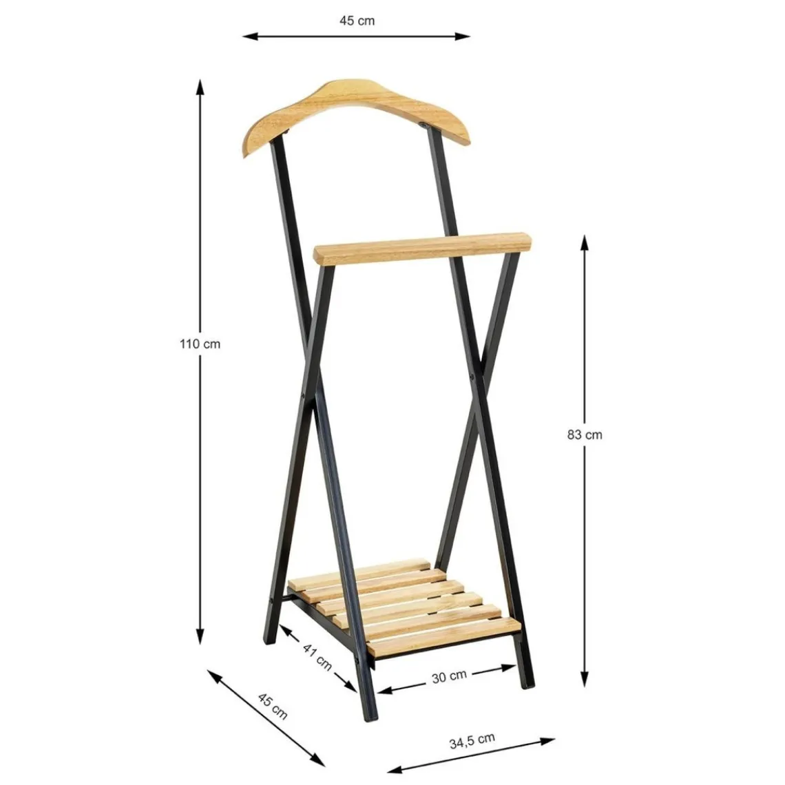 3S. x Home Valet de chambre bois et métal noir Sale