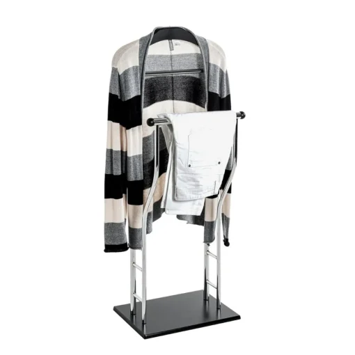 3S. x Home Valet de chambre tube en acier chromé cintre laqué noir Sale
