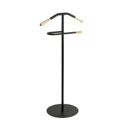 3S. x Home Valet en tube d'acier peint en noir par poudrage applications en bois massif naturel Discount