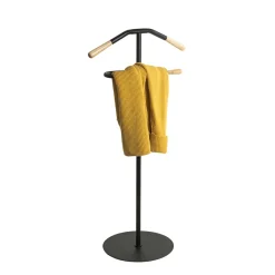3S. x Home Valet en tube d'acier peint en noir par poudrage applications en bois massif naturel Discount