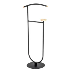 3S. x Home valet en tube d'acier époxy noir et bois massif hêtre Sale