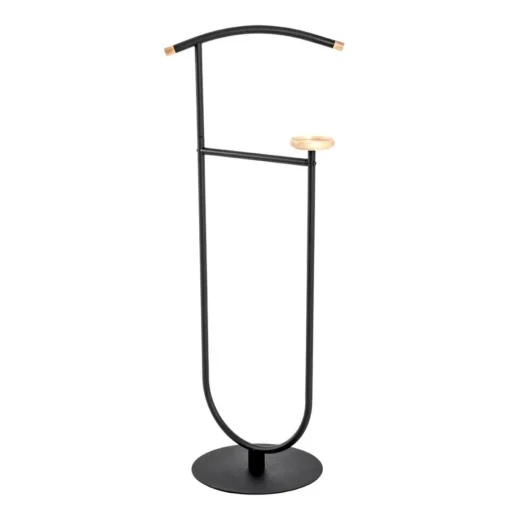3S. x Home valet en tube d'acier époxy noir et bois massif hêtre Sale