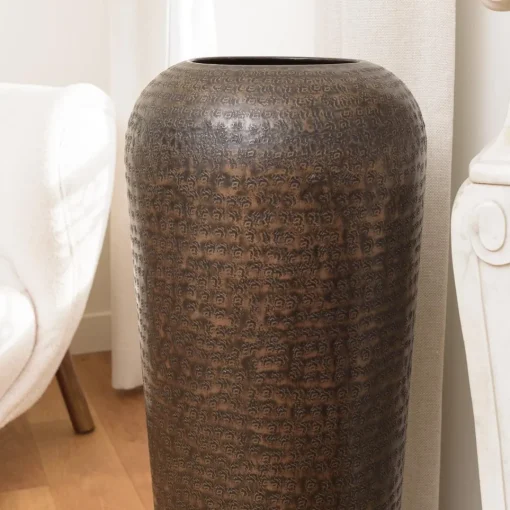Macabane Vase alu couleur cuivre noir antique avec gravures HONORE Online