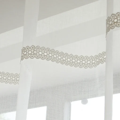 3S. x Home Vd paire voilage etamine parement OLBIA - blanc cassé Sale
